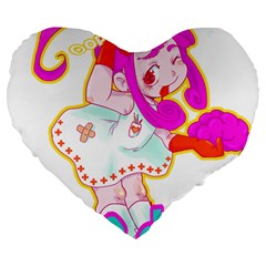 Oopsi Large 19  Premium Flano Heart Shape Cushions by psychodeliciashop