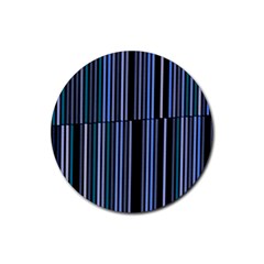 Shades Of Blue Stripes Striped Pattern Rubber Round Coaster (4 Pack)  by yoursparklingshop