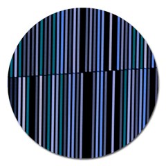 Shades Of Blue Stripes Striped Pattern Magnet 5  (round) by yoursparklingshop