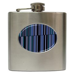 Shades Of Blue Stripes Striped Pattern Hip Flask (6 Oz) by yoursparklingshop