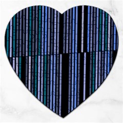 Shades Of Blue Stripes Striped Pattern Jigsaw Puzzle (heart) by yoursparklingshop