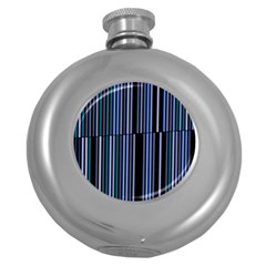 Shades Of Blue Stripes Striped Pattern Round Hip Flask (5 Oz) by yoursparklingshop