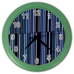 Shades Of Blue Stripes Striped Pattern Color Wall Clocks by yoursparklingshop