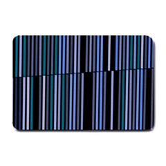 Shades Of Blue Stripes Striped Pattern Small Doormat  by yoursparklingshop