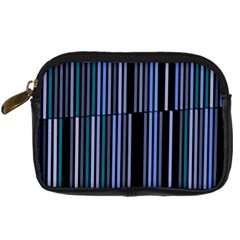 Shades Of Blue Stripes Striped Pattern Digital Camera Cases by yoursparklingshop