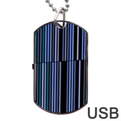 Shades Of Blue Stripes Striped Pattern Dog Tag Usb Flash (two Sides) by yoursparklingshop