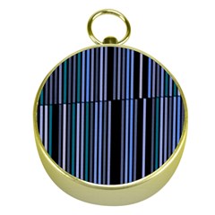 Shades Of Blue Stripes Striped Pattern Gold Compasses by yoursparklingshop