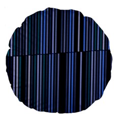 Shades Of Blue Stripes Striped Pattern Large 18  Premium Flano Round Cushions by yoursparklingshop