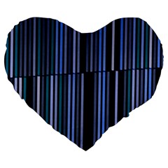 Shades Of Blue Stripes Striped Pattern Large 19  Premium Flano Heart Shape Cushions by yoursparklingshop