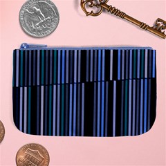 Shades Of Blue Stripes Striped Pattern Large Coin Purse by yoursparklingshop