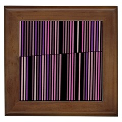 Shades Of Pink And Black Striped Pattern Framed Tiles by yoursparklingshop