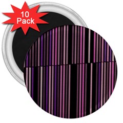 Shades Of Pink And Black Striped Pattern 3  Magnets (10 Pack)  by yoursparklingshop