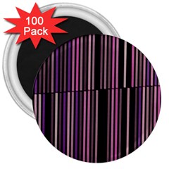 Shades Of Pink And Black Striped Pattern 3  Magnets (100 Pack) by yoursparklingshop