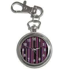 Shades Of Pink And Black Striped Pattern Key Chain Watches by yoursparklingshop