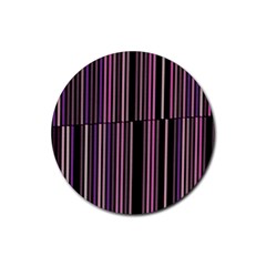 Shades Of Pink And Black Striped Pattern Rubber Round Coaster (4 Pack)  by yoursparklingshop