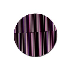 Shades Of Pink And Black Striped Pattern Magnet 3  (round) by yoursparklingshop