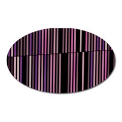 Shades Of Pink And Black Striped Pattern Oval Magnet by yoursparklingshop