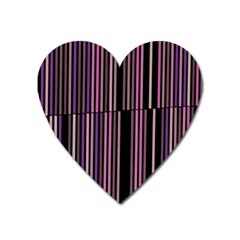 Shades Of Pink And Black Striped Pattern Heart Magnet by yoursparklingshop