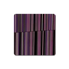 Shades Of Pink And Black Striped Pattern Square Magnet by yoursparklingshop