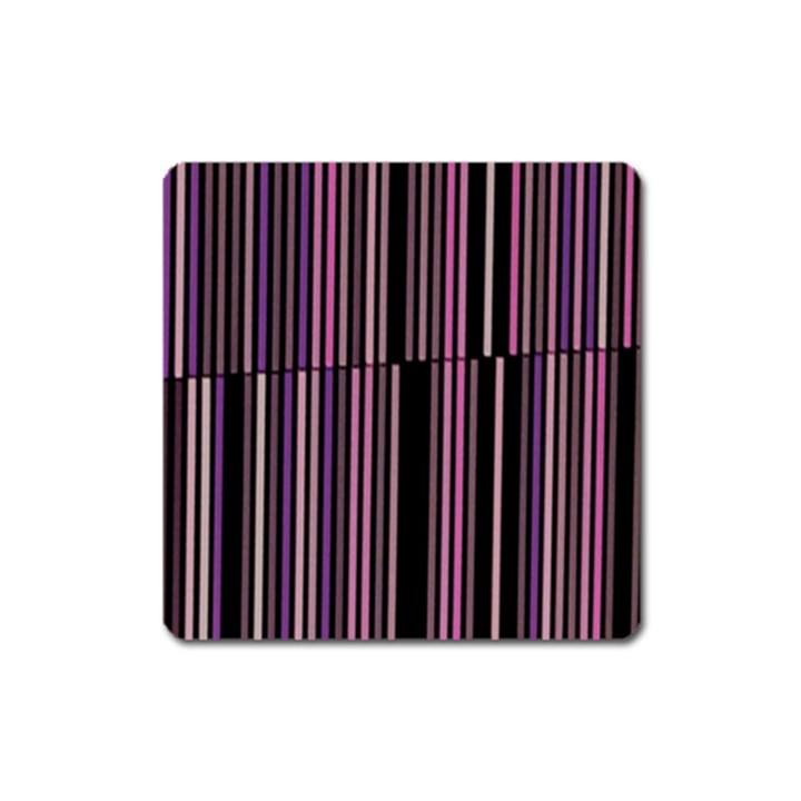 Shades of Pink and Black Striped Pattern Square Magnet