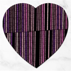 Shades Of Pink And Black Striped Pattern Jigsaw Puzzle (heart) by yoursparklingshop