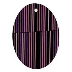 Shades Of Pink And Black Striped Pattern Oval Ornament (two Sides) by yoursparklingshop