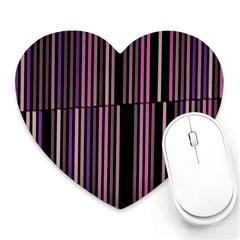 Shades Of Pink And Black Striped Pattern Heart Mousepads by yoursparklingshop