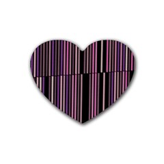 Shades Of Pink And Black Striped Pattern Heart Coaster (4 Pack)  by yoursparklingshop