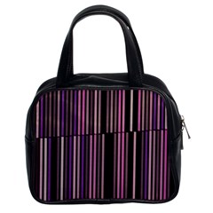 Shades Of Pink And Black Striped Pattern Classic Handbags (2 Sides) by yoursparklingshop