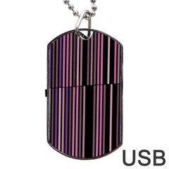 Shades Of Pink And Black Striped Pattern Dog Tag Usb Flash (one Side) by yoursparklingshop