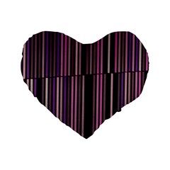 Shades Of Pink And Black Striped Pattern Standard 16  Premium Heart Shape Cushions by yoursparklingshop