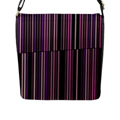 Shades Of Pink And Black Striped Pattern Flap Messenger Bag (l)  by yoursparklingshop