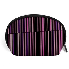 Shades Of Pink And Black Striped Pattern Accessory Pouches (large)  by yoursparklingshop