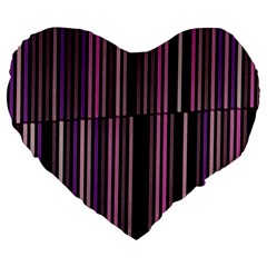 Shades Of Pink And Black Striped Pattern Large 19  Premium Flano Heart Shape Cushions by yoursparklingshop