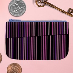 Shades Of Pink And Black Striped Pattern Large Coin Purse by yoursparklingshop