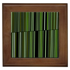 Shades Of Green Stripes Striped Pattern Framed Tiles by yoursparklingshop