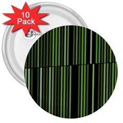 Shades Of Green Stripes Striped Pattern 3  Buttons (10 Pack)  by yoursparklingshop