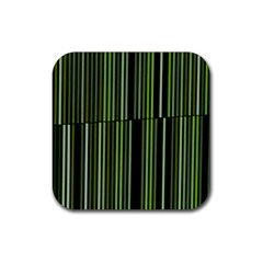 Shades Of Green Stripes Striped Pattern Rubber Coaster (square)  by yoursparklingshop