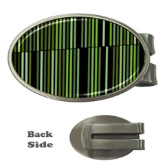 Shades Of Green Stripes Striped Pattern Money Clips (oval)  by yoursparklingshop