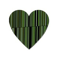 Shades Of Green Stripes Striped Pattern Heart Magnet by yoursparklingshop