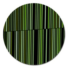 Shades Of Green Stripes Striped Pattern Magnet 5  (round) by yoursparklingshop