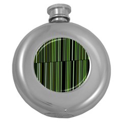 Shades Of Green Stripes Striped Pattern Round Hip Flask (5 Oz) by yoursparklingshop