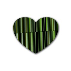 Shades Of Green Stripes Striped Pattern Rubber Coaster (heart)  by yoursparklingshop