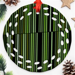 Shades Of Green Stripes Striped Pattern Ornament (round Filigree) by yoursparklingshop