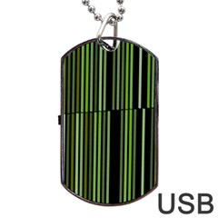 Shades Of Green Stripes Striped Pattern Dog Tag Usb Flash (two Sides) by yoursparklingshop