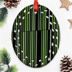 Shades Of Green Stripes Striped Pattern Ornament (oval Filigree) by yoursparklingshop