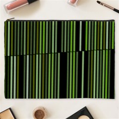 Shades Of Green Stripes Striped Pattern Cosmetic Bag (xxxl)  by yoursparklingshop