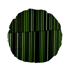 Shades Of Green Stripes Striped Pattern Standard 15  Premium Round Cushions by yoursparklingshop