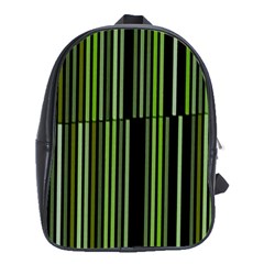 Shades Of Green Stripes Striped Pattern School Bag (xl) by yoursparklingshop