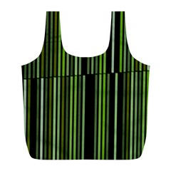 Shades Of Green Stripes Striped Pattern Full Print Recycle Bags (l)  by yoursparklingshop